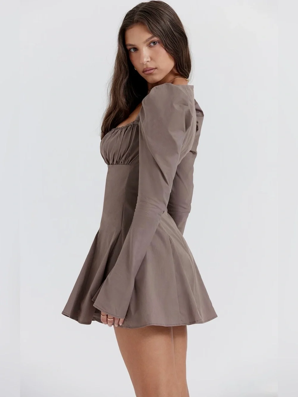 🇺🇸FIRM PRICE🇺🇸 House of CB CARLINA Mocha Long Sleeve Mini Dress - Picture 4 of 16